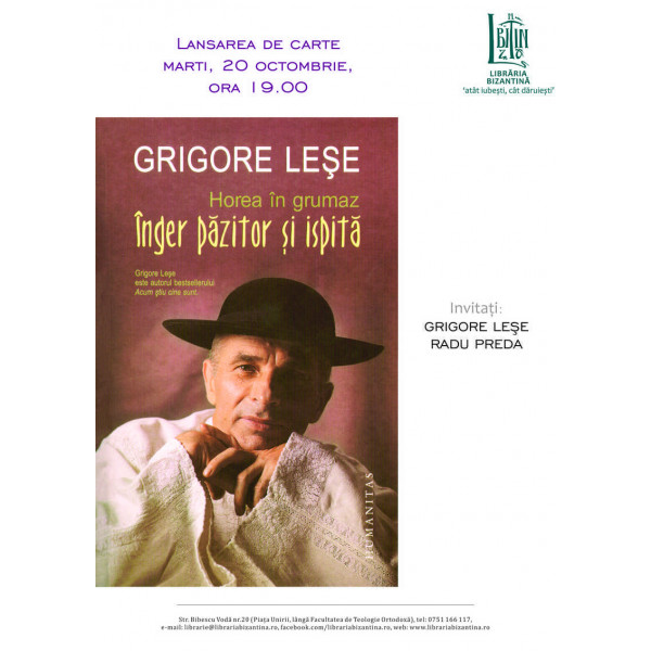 Marti, 20 cotombrie, ora 19:00 - Lansare de carte: "Horea in Grumaz. Inger pazitor si ispita", de Grigore Lese