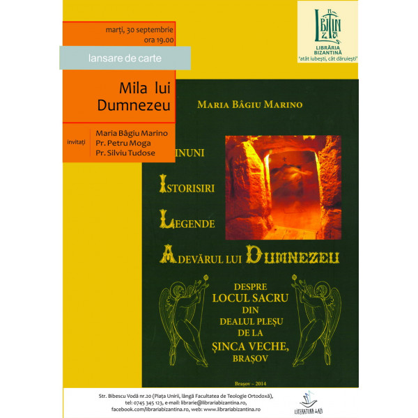 Marti, 30 septembrie, ora 19.00 - Lansare de volum - Mila lui Dumnezeu, Maria Bagiu Marino