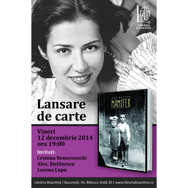 Vineri, 12 decembrie, ora 19:00 - Intalnire cu Ana Barton si al sau volum - Mamifer