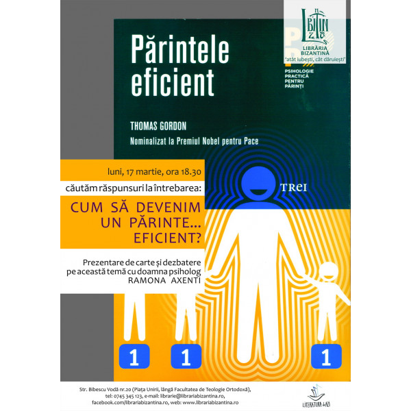 Luni, 17 martie, ora 18:30 - Prezentarea cartii Parintele eficient