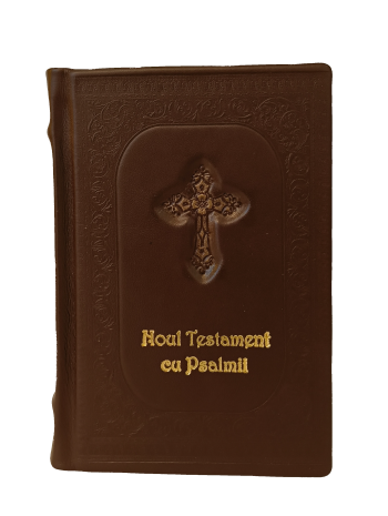 Noul Testament cu Psalmii piele, model cruce adancita