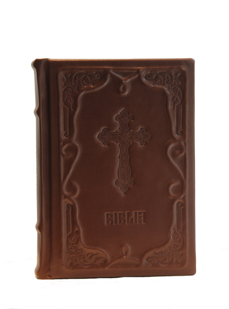 Biblia legata in piele naturala, lucrata manual
