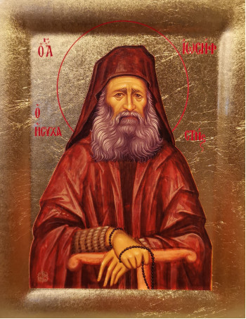 Icoana Sfantul Iosif Isihastul - Icoana cu foita de aur si matase, pe lemn (reproducere)