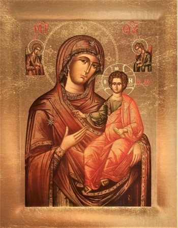 Icoana Maica Domnului de la Cozia - Icoana cu foita de aur si matase, pe lemn (reproducere)